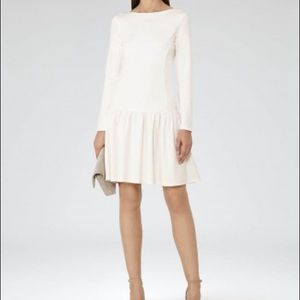 Reiss Agnes Off White Drop-Waist Jersey Dress